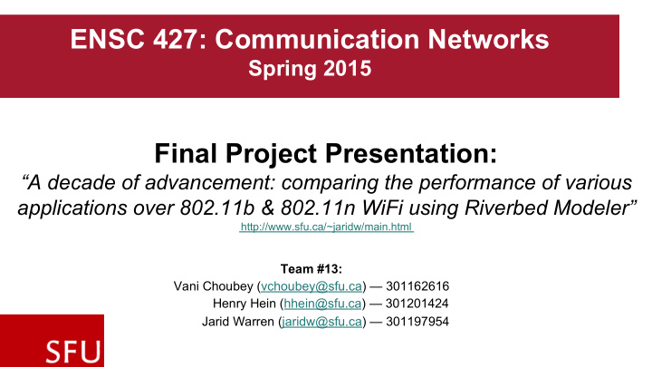 ensc 427 communication networks