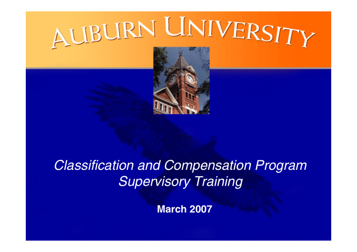 classification and compensation program supervisory