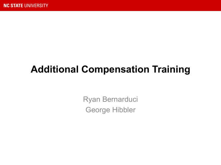 additional compensation training