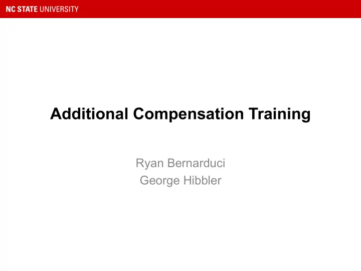 additional compensation training