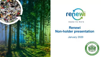 Non-holder presentation  January 2020  Disclaimer  This presentation contains certain