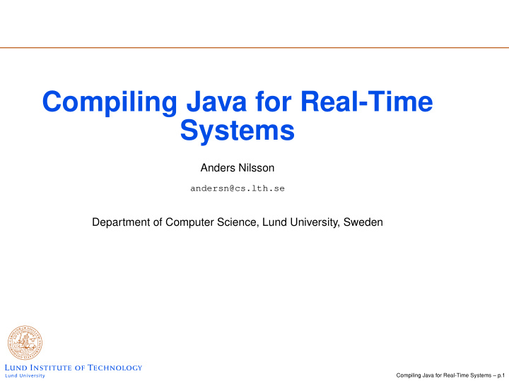 compiling java for real time systems