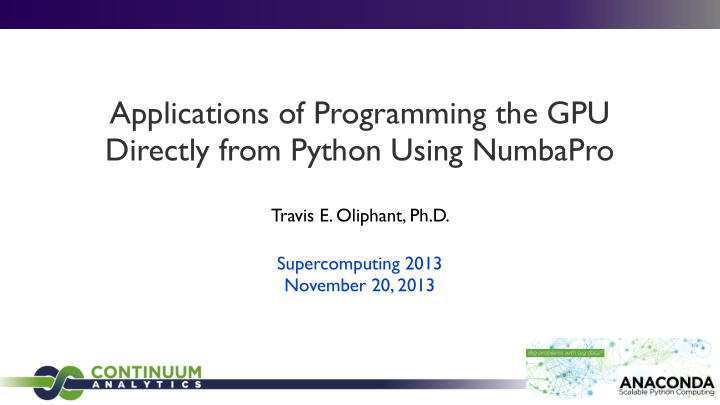 applications of programming the gpu directly from python