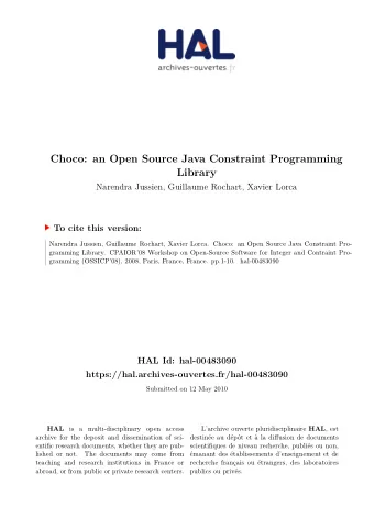 Library  Choco: an Open Source Java Constraint Programming  publics ou privs.  recherche
