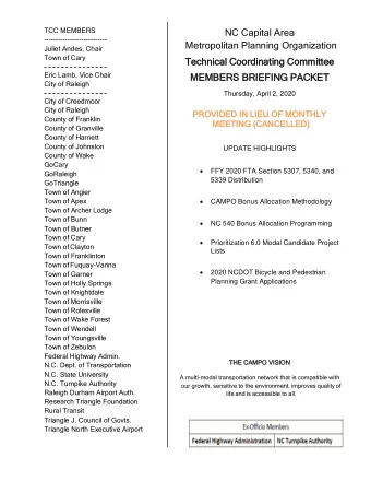 Town of Youngsville  Town of Zebulon  Federal Highway Admin.  TH  THE CAMPO VISION  N.C. Dept. of