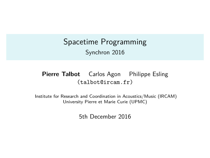 spacetime programming