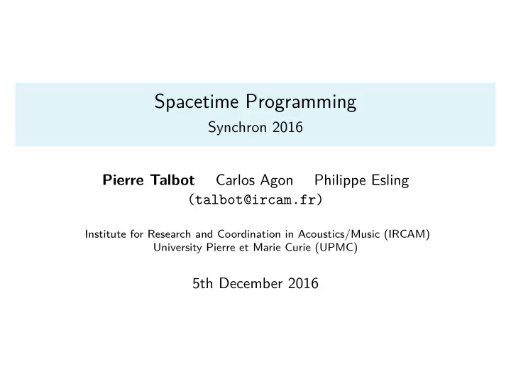 spacetime programming