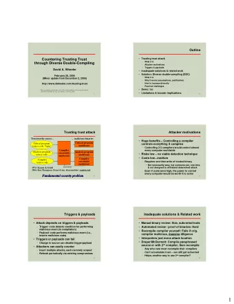 Outline  Trusting trust attack  Countering Trusting Trust  What it is  through Diverse