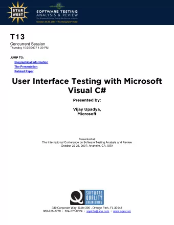 User Interface Testing with Microsoft  User Interface Testing with Microsoft  Visual C#  Visual C#