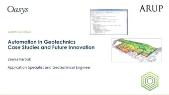 Automation in Geotechnics  Case Studies and Future Innovation  Zeena Farook  Application Specialist