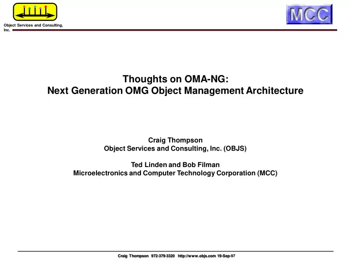next generation omg object management architecture