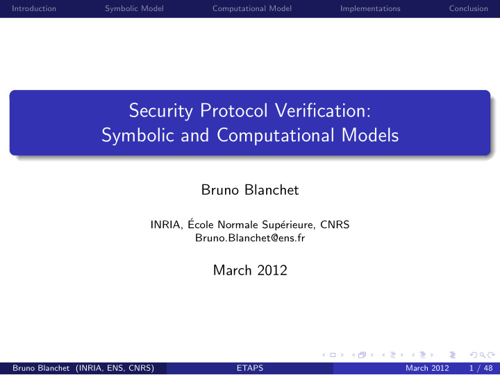 security protocol verification symbolic and computational
