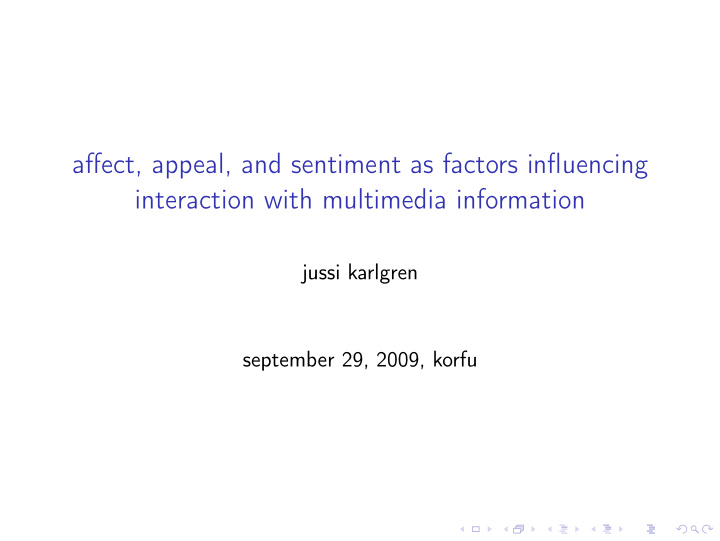 affect appeal and sentiment as factors influencing