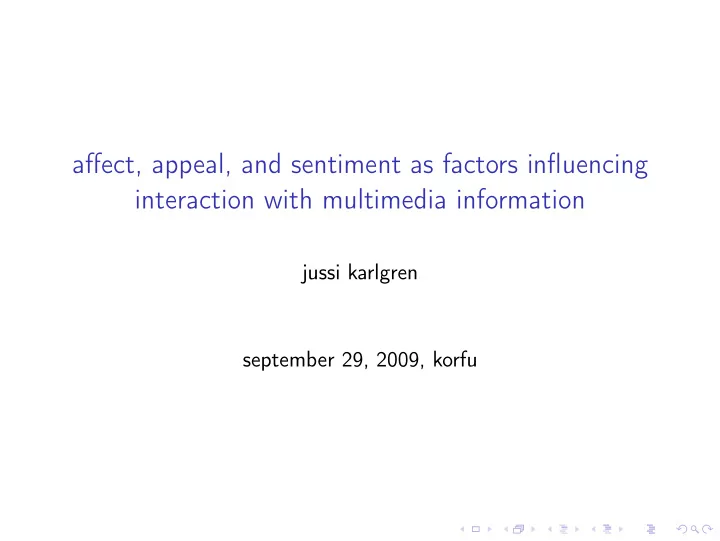 affect appeal and sentiment as factors influencing