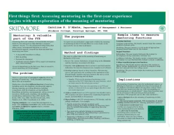 First things first  FYE conference handout  Summary  Mentoring first-year students, by both