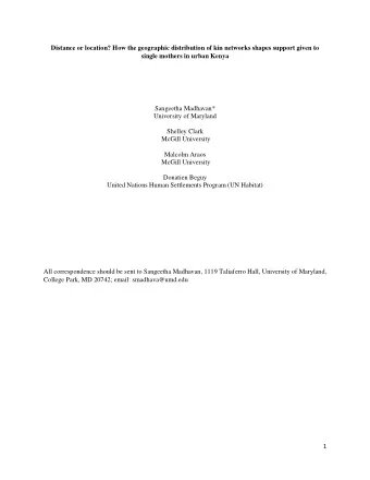 1  Abstract  With increasing urbanization and mobility underway across sub-Saharan Africa, kin