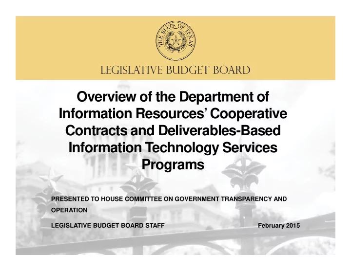 overview of the department of information resources