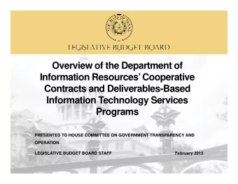 Overview of the Department of  Information Resources Cooperative  Contracts and
