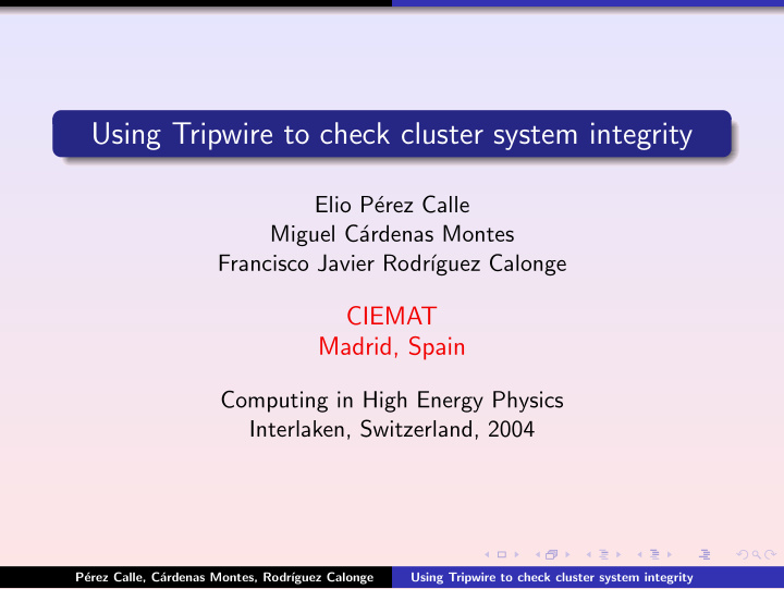 using tripwire to check cluster system integrity