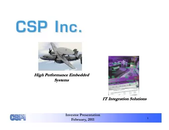 High Performance Embedded  High Performance Embedded  Systems  Systems  IT Integration Solutions