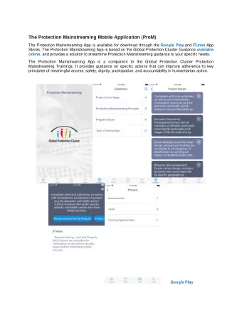 The Protection Mainstreaming Mobile Application (ProM) The Protection Mainstreaming App is