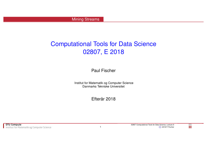 computational tools for data science 02807 e 2018