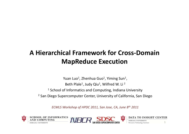 a hierarchical framework for cross domain mapreduce