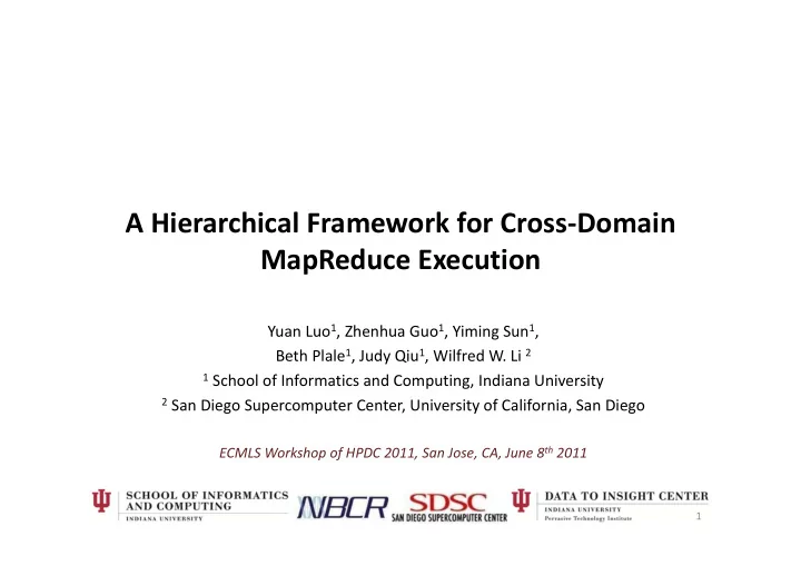 a hierarchical framework for cross domain mapreduce