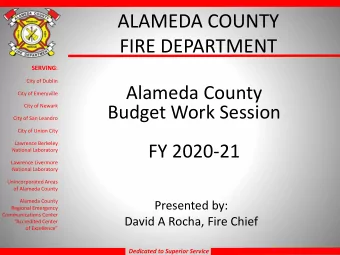 ALAMEDA COUNTY  FIRE DEPARTMENT SERVING :  City of Dublin  Alameda County  City of Emeryville  City