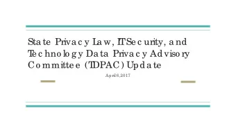 Ag e nda    2016 Sta te  Priva c y L  a w &amp; Je ffc o  s Pro g re ss    I  nfo rma tio