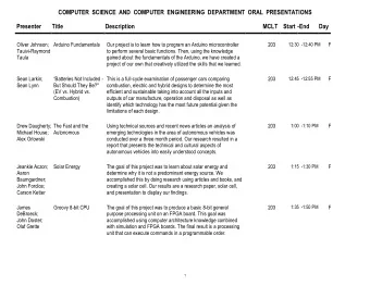 COMPUTER  SCIENCE  AND  COMPUTER  ENGINEERING  DEPARTMENT  ORAL  PRESENTATIONS  Presenter  Title