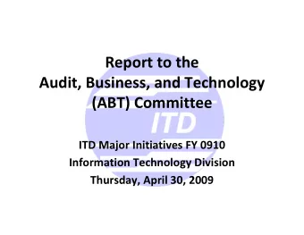 Reporttothe  Audit,Business,andTechnology  (ABT)Committee