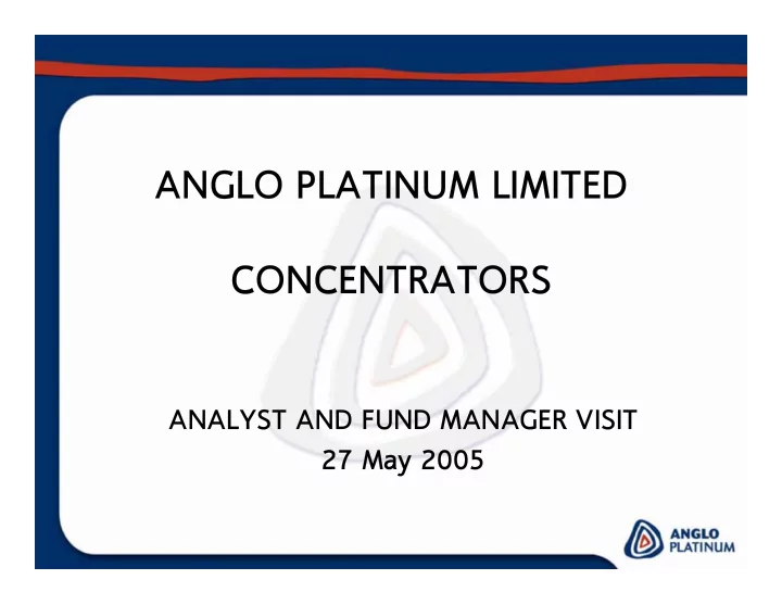 anglo platinum limited anglo platinum limited