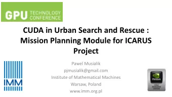 Mission Planning Module for ICARUS  Project  Pawel Musialik  pjmusialik@gmail.com  Institute of