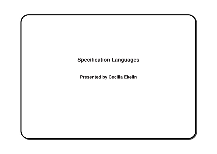 specification languages