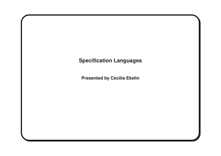 specification languages