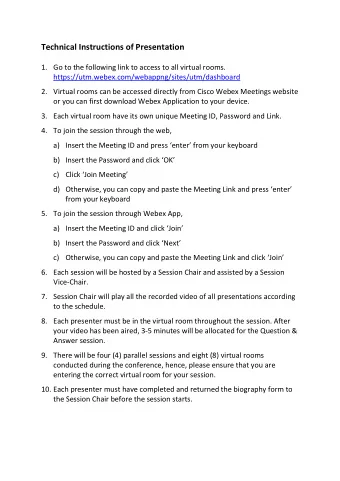 The Dos in the Virtual Conference   Do have proper equipment and the right technology.   Do