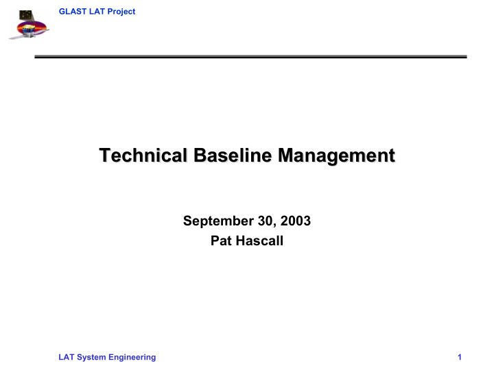 technical baseline management technical baseline