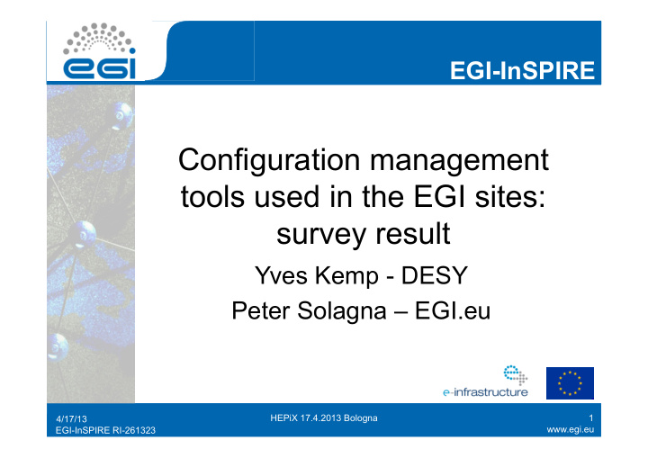 configuration management tools used in the egi sites