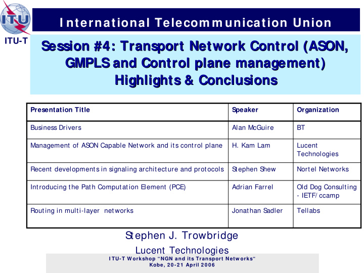 session 4 transport network control ason session 4