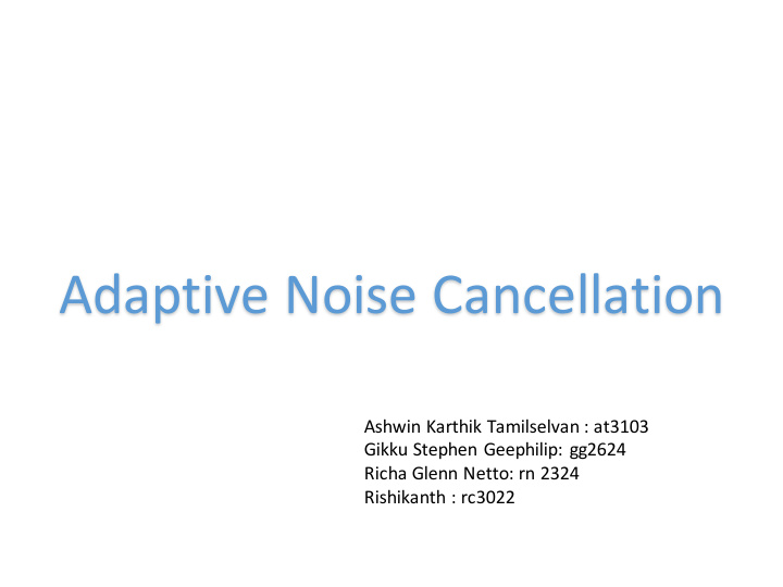 adaptive noise cancellation