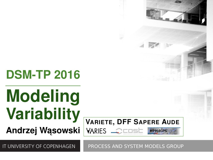 modeling variability v ariete dff s apere a ude andrzej w