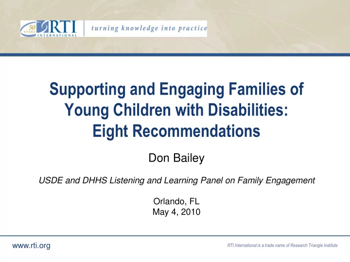 supporting and engaging families of young children with