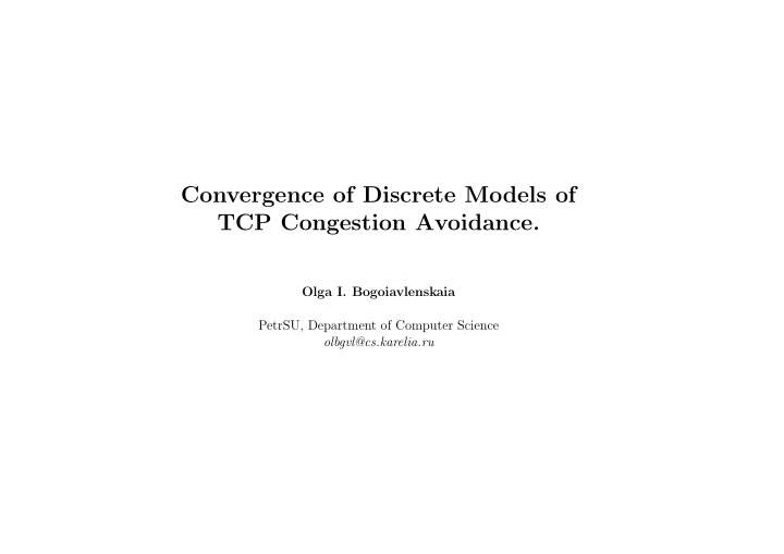 convergence of discrete models of tcp congestion avoidance