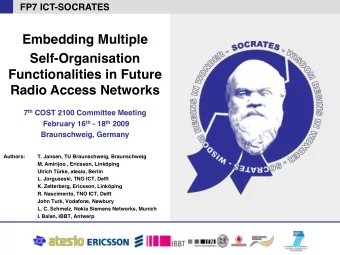 Radio Access Networks 7 th COST 2100 Committee Meeting February 16 th - 18 th 2009  Braunschweig,
