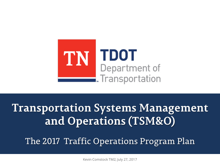 transportation systems management and operations tsm o