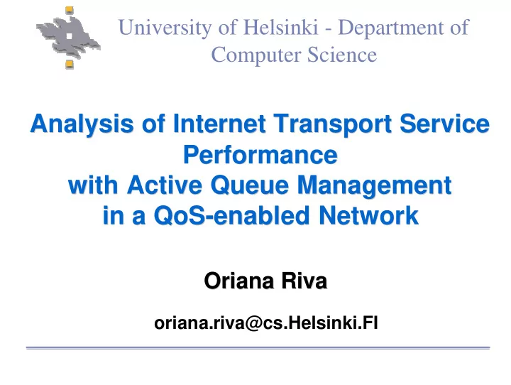 analysis of internet transport service analysis of