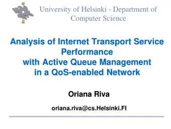 Analysis of Internet Transport Service  Analysis of Internet Transport Service  Performance