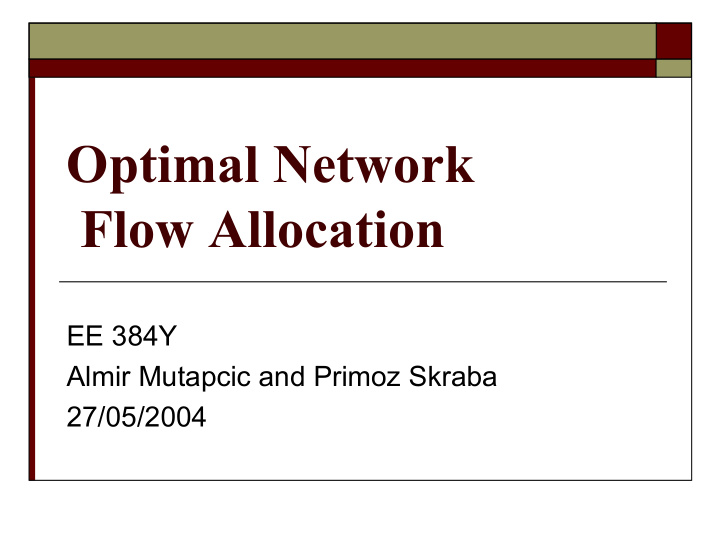 optimal network flow allocation