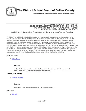 CONNECT NOW PRESENTATION - 1:00 - 3:00 P.M.  BOARD GOVERNANCE TRAINING WORKSHOP - 3:00 - 5:00 P.M.
